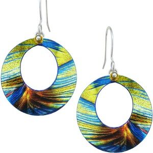 Singerman Mixed Metal Tie Dye Swirl Dangle Earrings